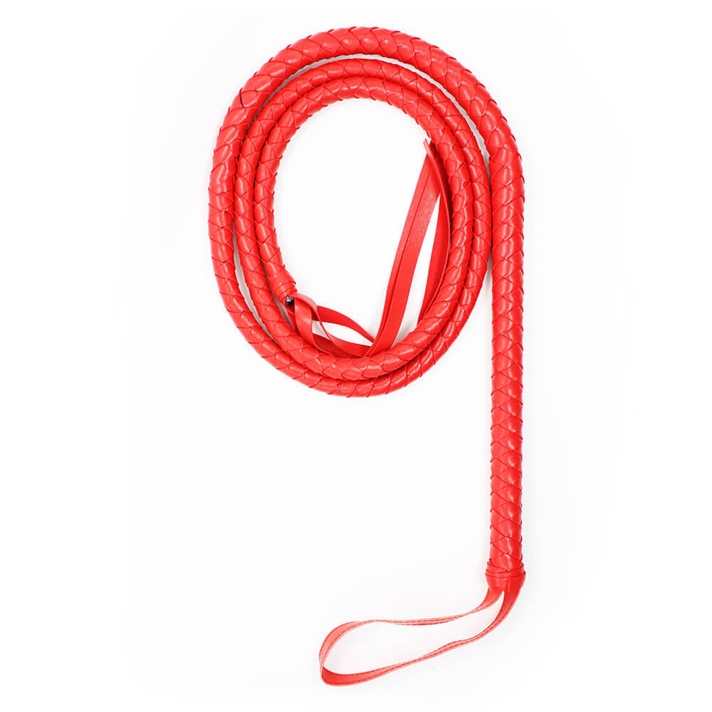 Long Red Leather Whip